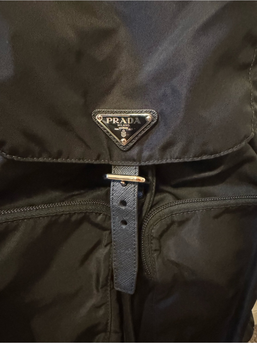 Prada Black Nylon Backpack with Front Pockets - Picture 3 of 10